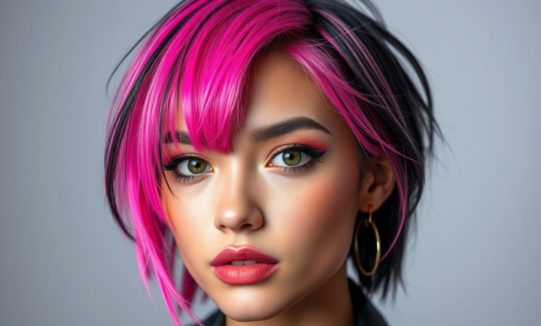 pink and black hair