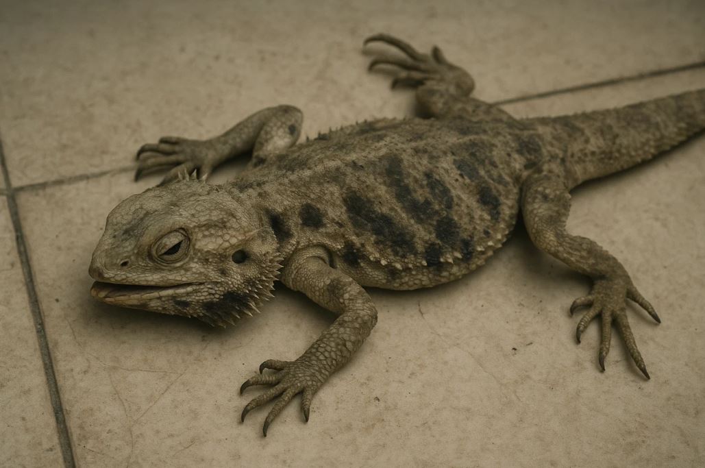 what does a dead bearded dragon look like